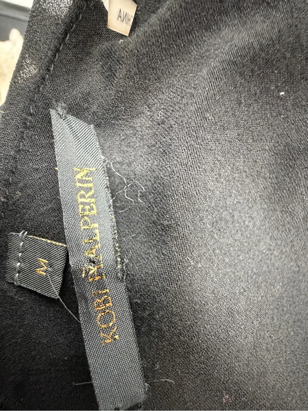 Kobi Halperin Black One Shoulder Draped Cocktail Dress Sheer Sleeve M